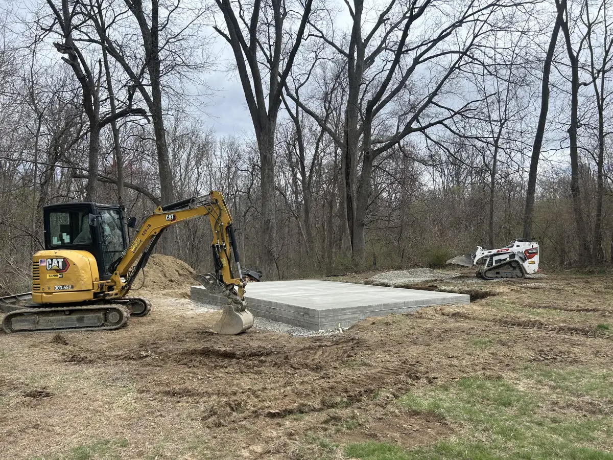 Equipment on site for concrete removal and demolition work