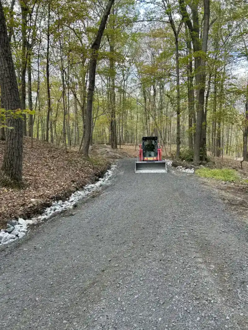 Freshly installed gravel driveway