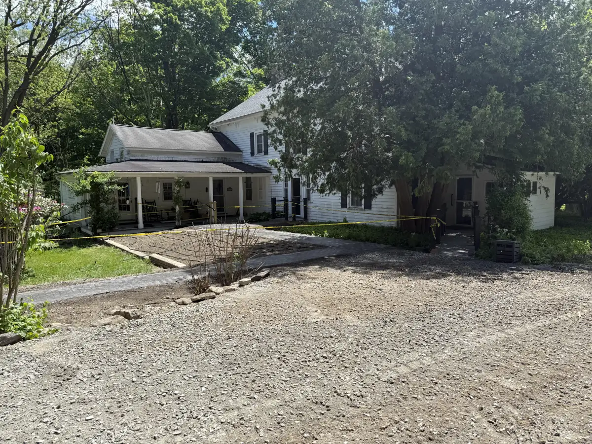Gravel driveway front view after installation